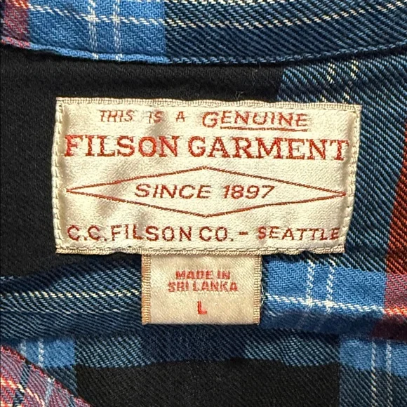 Filson Men's Casual Plaid Shirt - Blue, Red, Black - Picture 2 of 2